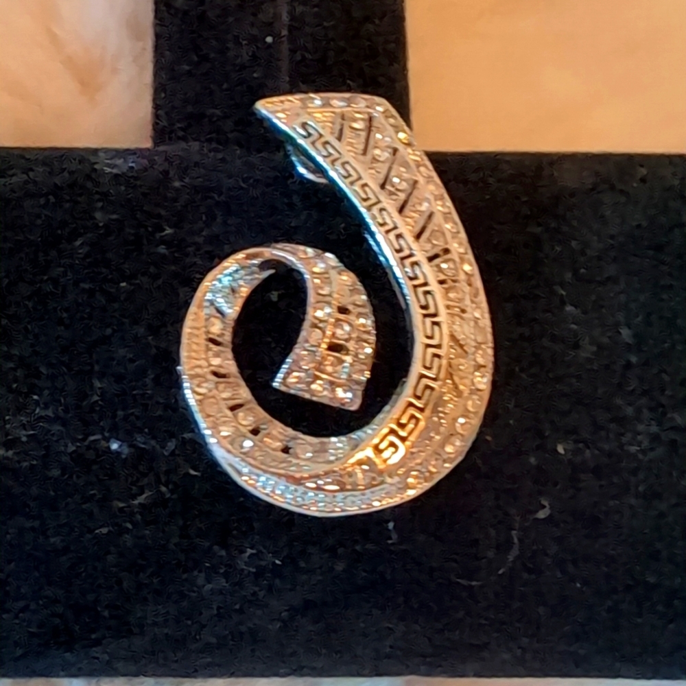 Silver Toned Stone Encrusted Initial Letter "J" Pendant